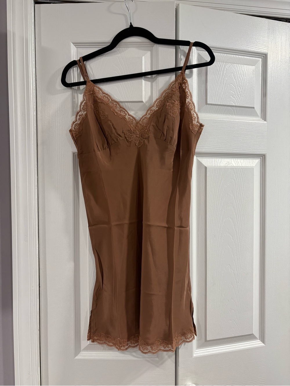 Chic Lace Trim Slip Dress in Brown - Picture 3 of 3